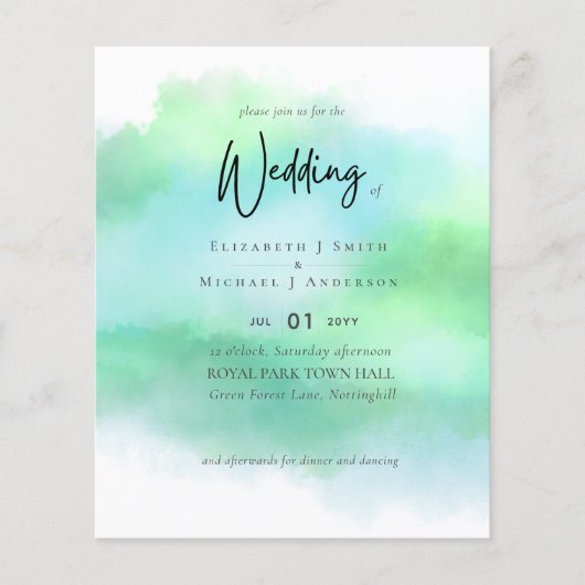 Eenvoudige Aqua Blauw Verloop Groen Moderne Budget (Voorkant)