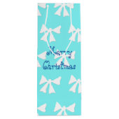 Eenvoudige Aqua Blue en White Bow Pattern-tas met  Wijn Cadeautas (Achterkant)