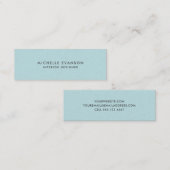 Eenvoudige Aqua Blue Linnen Professional Mini Visitekaartje (Voorkant / Achterkant)