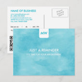 Eenvoudige Aqua Chic Appointinder QR-code Briefkaart (Voorkant / Achterkant)