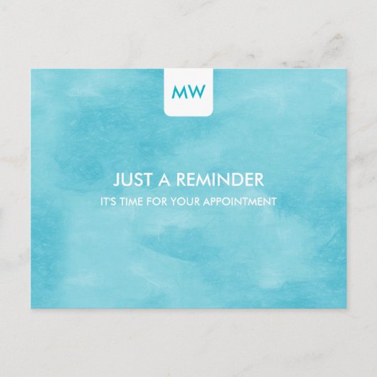 Eenvoudige Aqua Chic Appointinder QR-code Briefkaart (Voorkant)