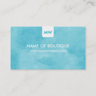 Eenvoudige Aqua Chic Boutique Monogram Sociale Med Visitekaartje