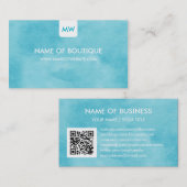 Eenvoudige Aqua Chic Boutique Monogram Sociale Med Visitekaartje (Voorkant / Achterkant)
