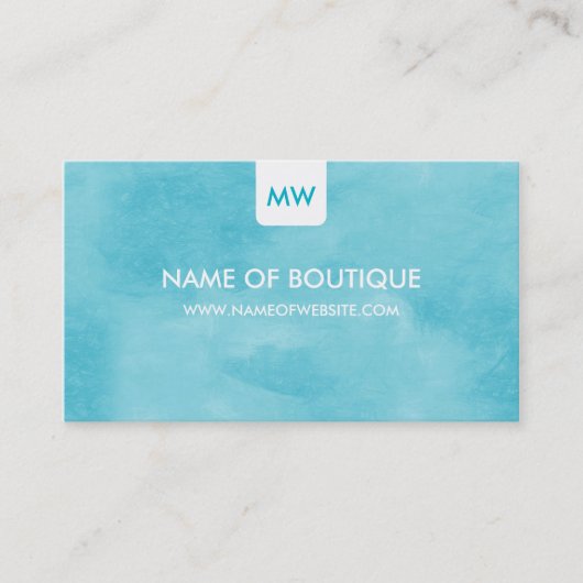 Eenvoudige Aqua Chic Boutique Monogram Sociale Med Visitekaartje (Voorkant)