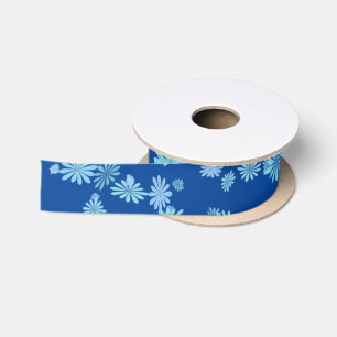 Eenvoudige Aqua en Olympische Blauwe Snowflake Rib Satijnen Lint