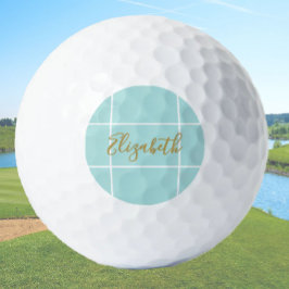 Eenvoudige aqua minimalistische aangepaste naam da golfballen