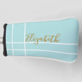 Eenvoudige aqua minimalistische aangepaste naam da golfheadcover (Voorkant)