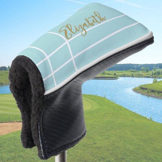 Eenvoudige aqua minimalistische aangepaste naam da golfheadcover