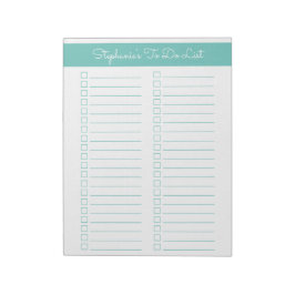 Eenvoudige Aqua Vertical 8.5x11 Tweecolonna Checkl Notitieblok