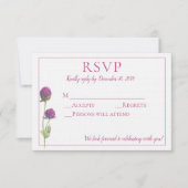 Eenvoudige Aquarel Amaranth Distel Bloem RSVP Kaart (Voorkant)
