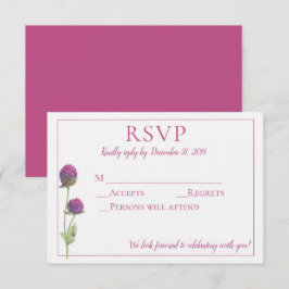 Eenvoudige Aquarel Amaranth Distel Bloem RSVP Kaart