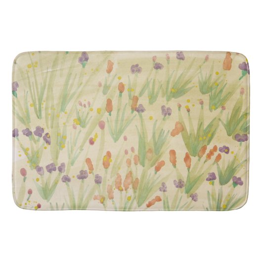 Eenvoudige aquarel Bloemen Badmat (Voorkant)