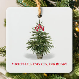 Eenvoudige aquarel foto kerstboom keramisch ornament