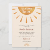 Eenvoudige Aquarel Hier Komt de Zoon Baby Shower Kaart (Voorkant)