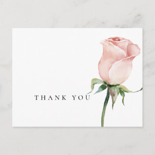 Eenvoudige Aquarel Roze Rozen Begrafenis Dank Je  Briefkaart