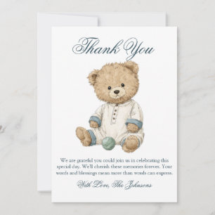 Eenvoudige Aquarel Teddybeer Babyshower Bedankt Kaart