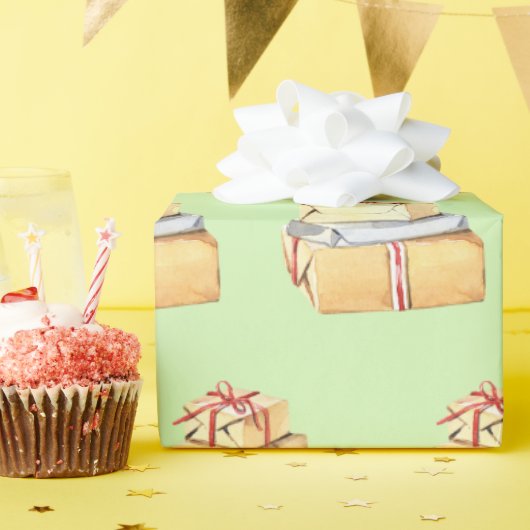 Eenvoudige Aquarel Winter Vakantie Cadeaus Licht G Cadeaupapier (Verjaardagsfeest)