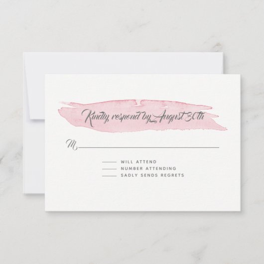 Eenvoudige aquarelpenseelstreek voor RSVP-reactie RSVP Kaartje (Voorkant)