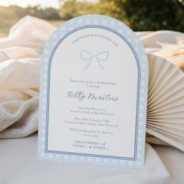 Eenvoudige Arch Iets Blauw Bow Trouwdouche Kaart