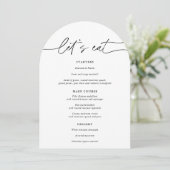 Eenvoudige Arch Let's Eat Wedding Menu Kaart (Staand voorkant)