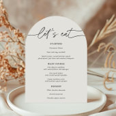 Eenvoudige Arch Let's Eat Wedding Menu Kaart