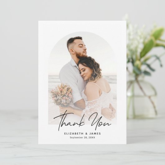 Eenvoudige Arch Lijst foto bruiloft dank u kaart (Staand voorkant)