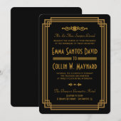 Eenvoudige Art Deco Black bruiloft uitnodigingen (Voorkant / Achterkant)