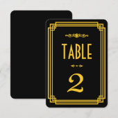 Eenvoudige Art Deco Black- en Gold-tabelnummers Kaart (Voorkant / Achterkant)