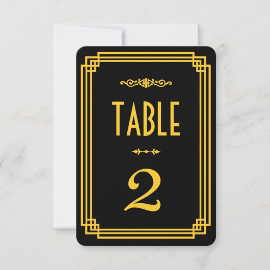 Eenvoudige Art Deco Black- en Gold-tabelnummers Kaart (Voorkant)