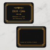 Eenvoudige Art Deco Black Trouwplaatskaarten Plaatskaartje (Voorkant / Achterkant)