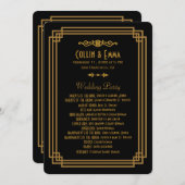 Eenvoudige Art Deco Black Trouwprogramma's Programmakaart (Voorkant / Achterkant)