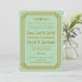 Eenvoudige Art Deco Mint bruiloft uitnodigingen (Staand voorkant)