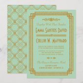 Eenvoudige Art Deco Mint bruiloft uitnodigingen (Voorkant / Achterkant)