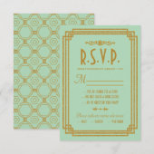 Eenvoudige Art Deco Mint Huwelijksreactie Kaarten RSVP Kaartje (Voorkant / Achterkant)