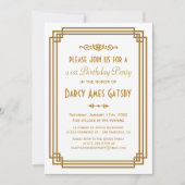 Eenvoudige Art Deco White Birthday Party nodigt ui Kaart (Voorkant)