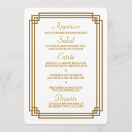 Eenvoudige Art Deco Wit Bruiloft Menu