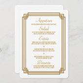 Eenvoudige Art Deco Wit Bruiloft Menu (Voorkant / Achterkant)
