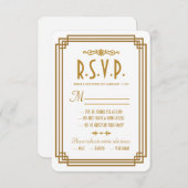 Eenvoudige Art Deco Witte Bruiloft RSVP Respons Ka (Voorkant / Achterkant)