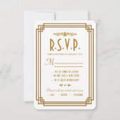 Eenvoudige Art Deco Witte Bruiloft RSVP Respons Ka Kaartje (Voorkant)
