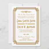 Eenvoudige Art Deco Witte bruiloft uitnodigingen (Voorkant)