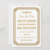 Eenvoudige Art Deco Witte Save The Date (Voorkant)