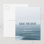 Eenvoudige Art Waves Beach Weddenschap Save the Da Aankondigingskaart (Voorkant / Achterkant)
