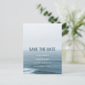 Eenvoudige Art Waves Beach Weddenschap Save the Da Aankondigingskaart (Staand voorkant)