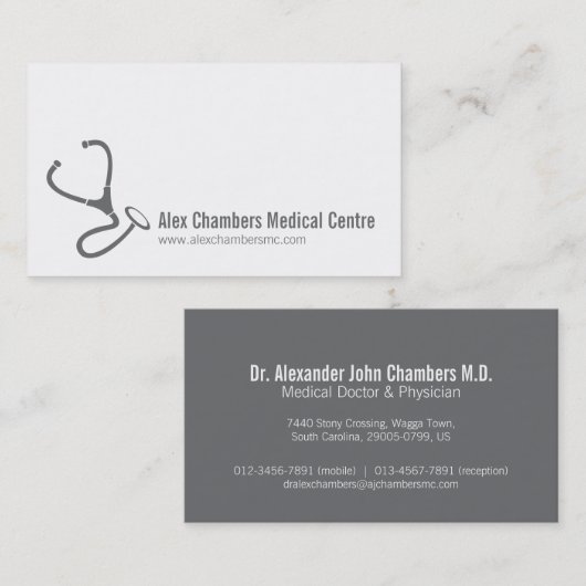 Eenvoudige artsen Stethoscoop visitekaartjes (Voorkant / Achterkant)