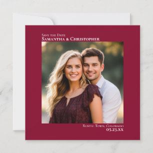 Eenvoudige Artsy Minimaal Foto Cranberry Rood Huwe Save The Date