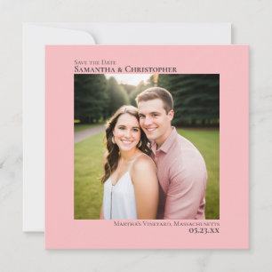 Eenvoudige Artsy Minimaal Foto Roze Trouwfoto Save The Date