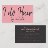 Eenvoudige Artsy Zwart Roze Typografie Haarstylist Visitekaartje (Voorkant / Achterkant)