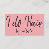 Eenvoudige Artsy Zwart Roze Typografie Haarstylist Visitekaartje (Voorkant)