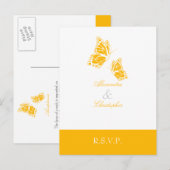Eenvoudige Aurora Yellow Butterfly RSVP 2 Uitnodiging Briefkaart (Voorkant / Achterkant)
