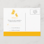 Eenvoudige Aurora Yellow Butterfly RSVP 2 Uitnodiging Briefkaart (Achterkant)